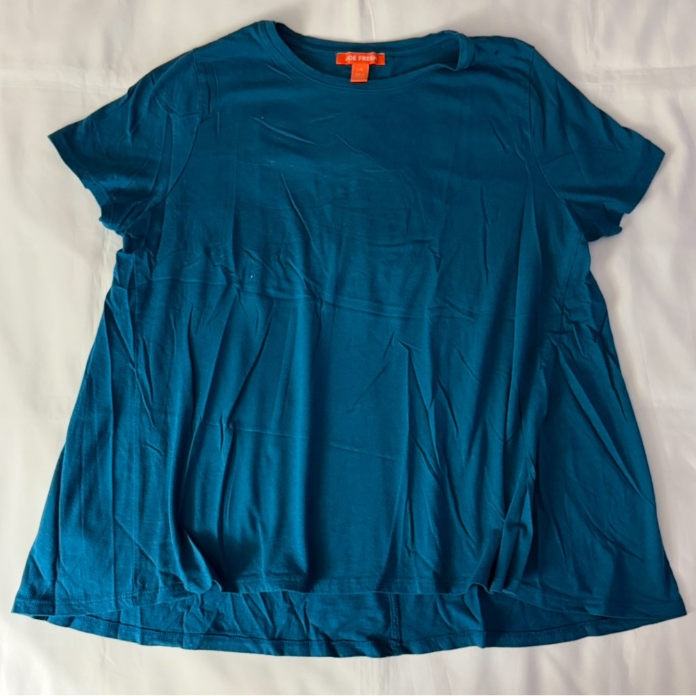 Joe Fresh Short Sleeve Teal Blue Flowy Shirt